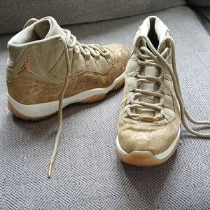 Air Jordan High-Top Sneakers in Olive Gold and Tan